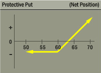 Protective Put (Married Put) Strategy Net Position Graph Protective Put (Married Put) Strategy Net Position Graph